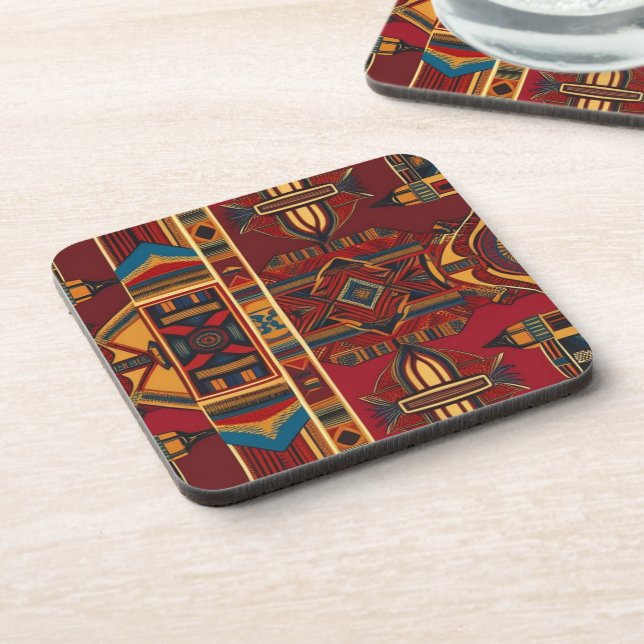African Canvas Beverage Coaster (Left Side)