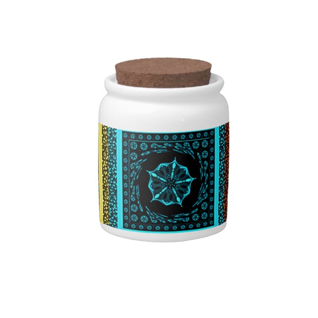 African Checkered Pattern Art Print Candy Jar (Front)