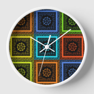 African Checkered Pattern Art Print Clock