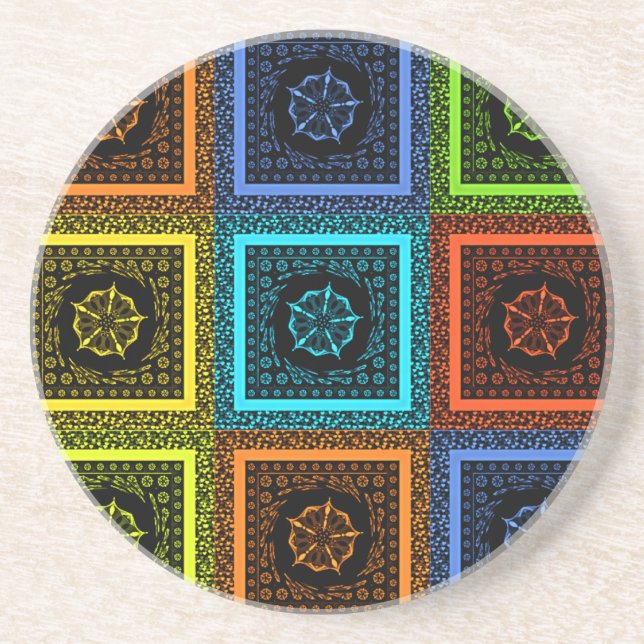 African Checkered Pattern Art Print Drink Coaster (Front)