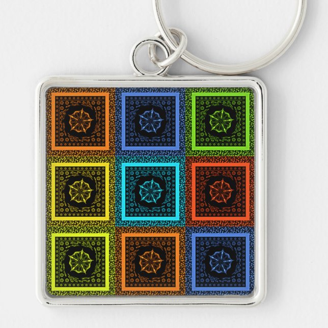 African Checkered Pattern Art Print Keychain (Front)