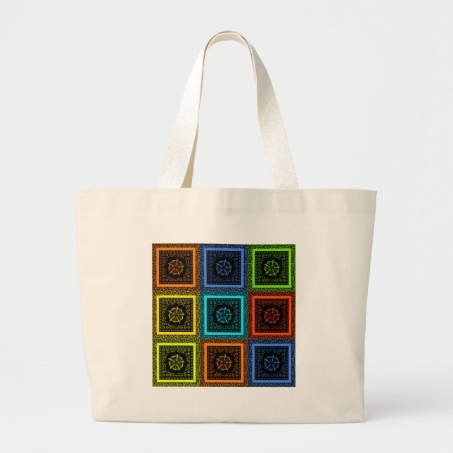African Checkered Pattern Art Print Large Tote Bag (Front)