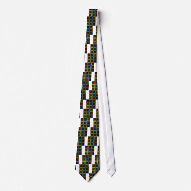 African Checkered Pattern Art Print Neck Tie (Front)