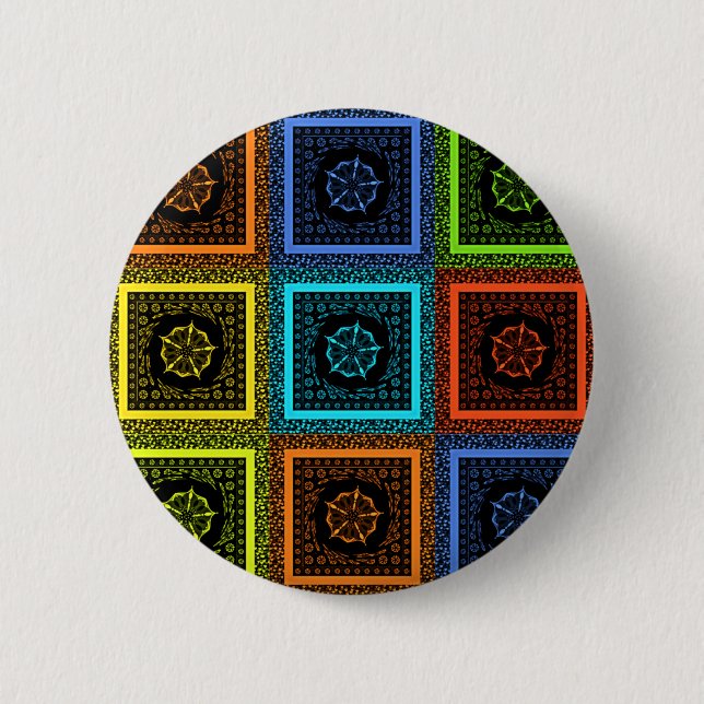 African Checkered Pattern Art Print Pinback Button (Front)