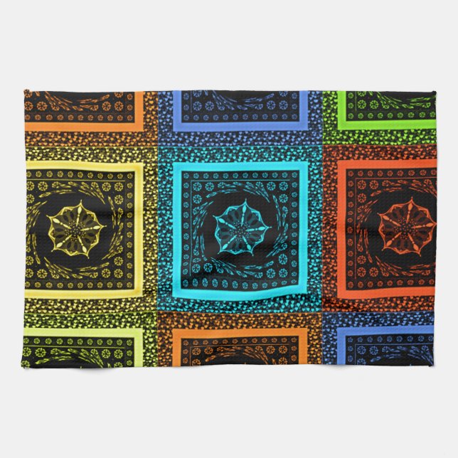 African Checkered Pattern Art Print Towel (Horizontal)