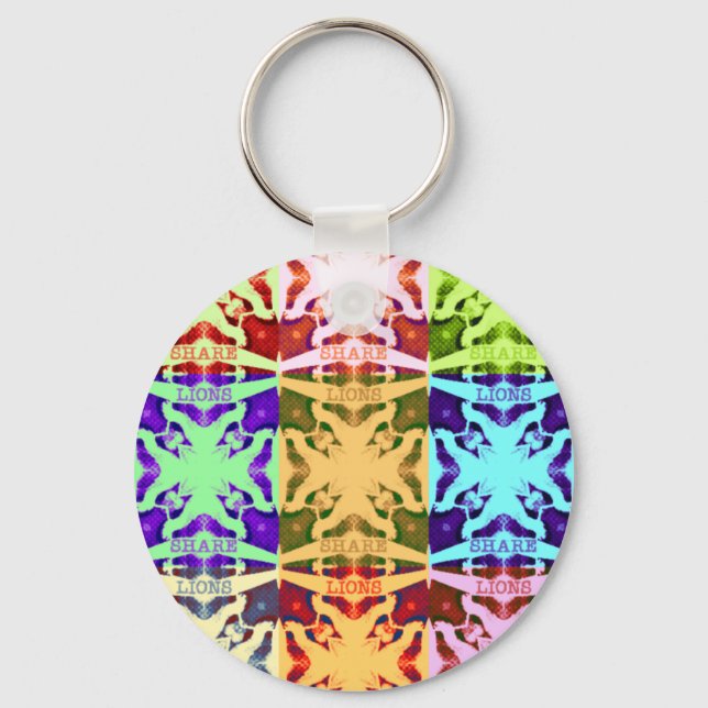 African Checkered Pop art Culture colorful pattern Keychain (Front)