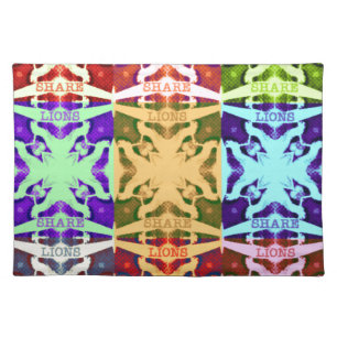 African Checkered Pop art Culture colorful pattern Placemat