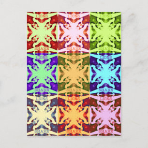 African Checkered Pop art Culture colorful pattern Postcard