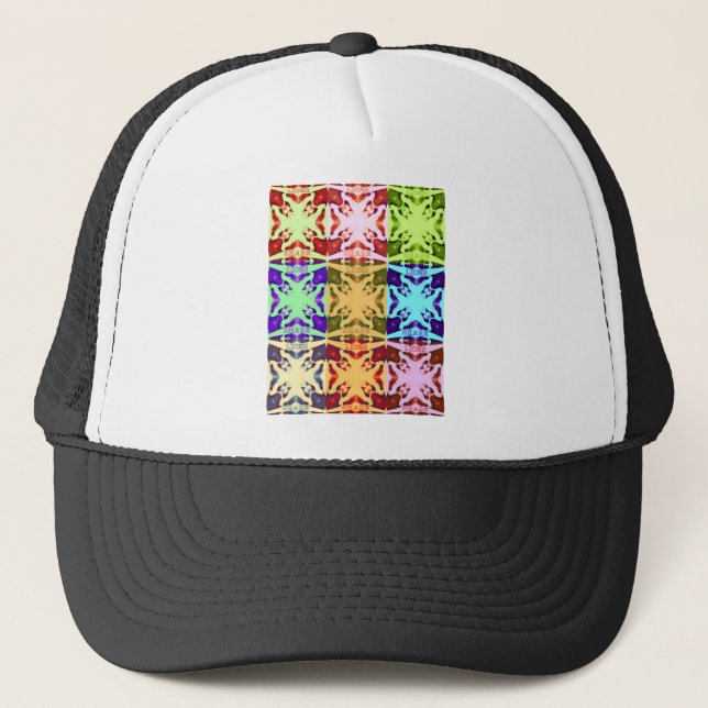 African Checkered Pop art Culture colorful pattern Trucker Hat (Front)