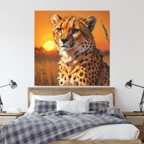 African Cheetah at sunset  Canvas Print