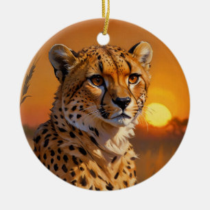 African Cheetah at sunset Ceramic Ornament