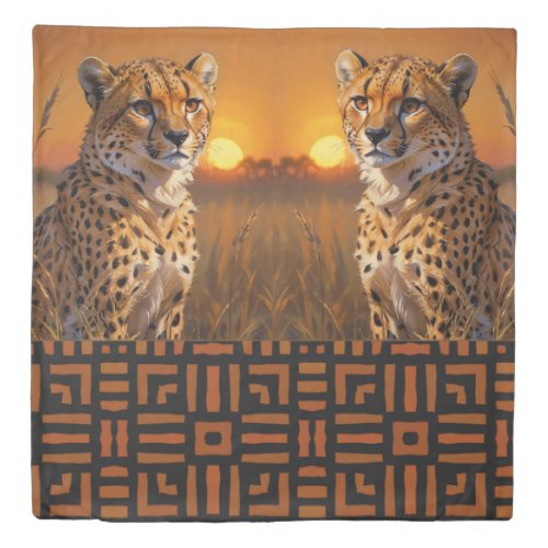 African Cheetah at sunset  Duvet Cover