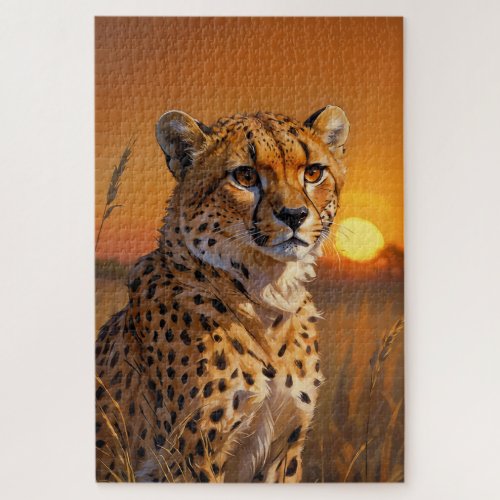 African Cheetah at sunset  Jigsaw Puzzle