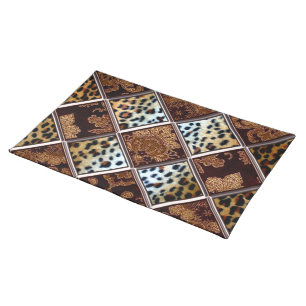 African Cheetah Patch Quilt Pattern Cloth Placemat