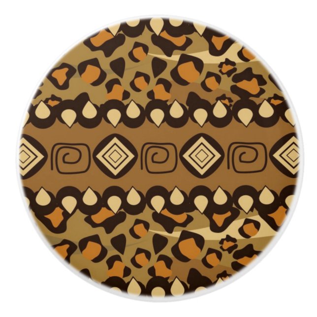 African cheetah skin pattern 2 ceramic knob (Front)