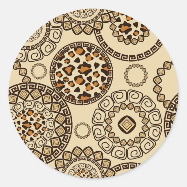 African cheetah skin pattern 3 classic round sticker (Front)