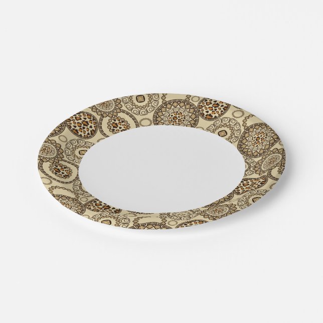 African cheetah skin pattern 3 paper plates (Angled)