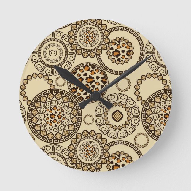 African cheetah skin pattern 3 round clock (Front)