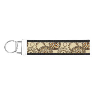 African cheetah skin pattern 3 wrist keychain