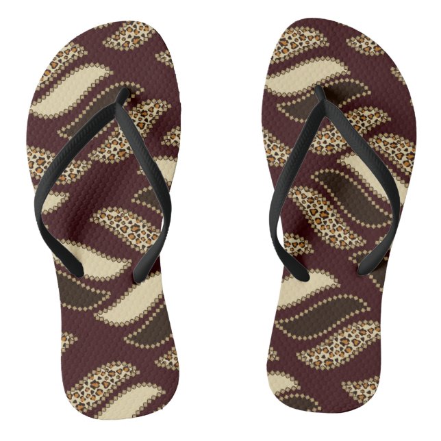 African cheetah skin pattern flip flops (Footbed)