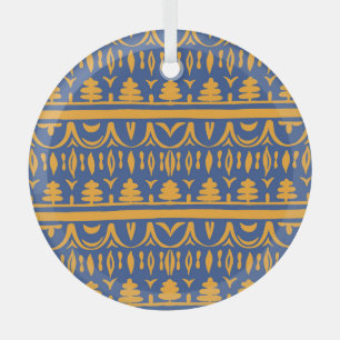 African Chevrons: Ethnic Tribal Pattern Glass Ornament