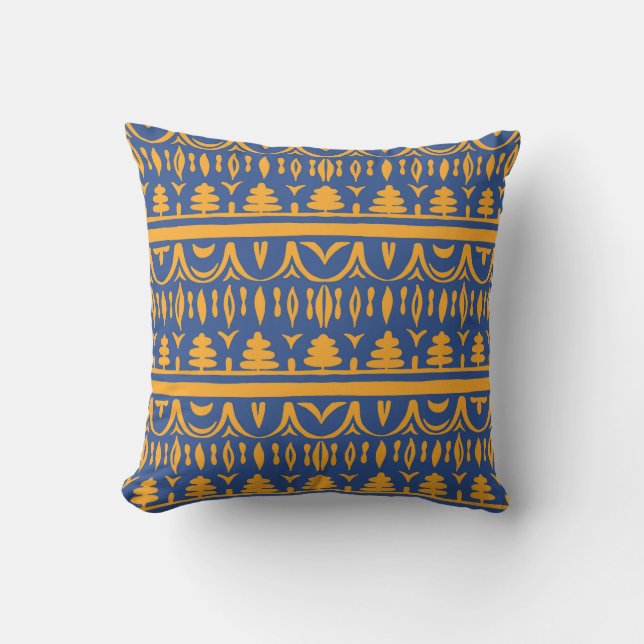 African Chevrons: Ethnic Tribal Pattern Throw Pillow (Front)