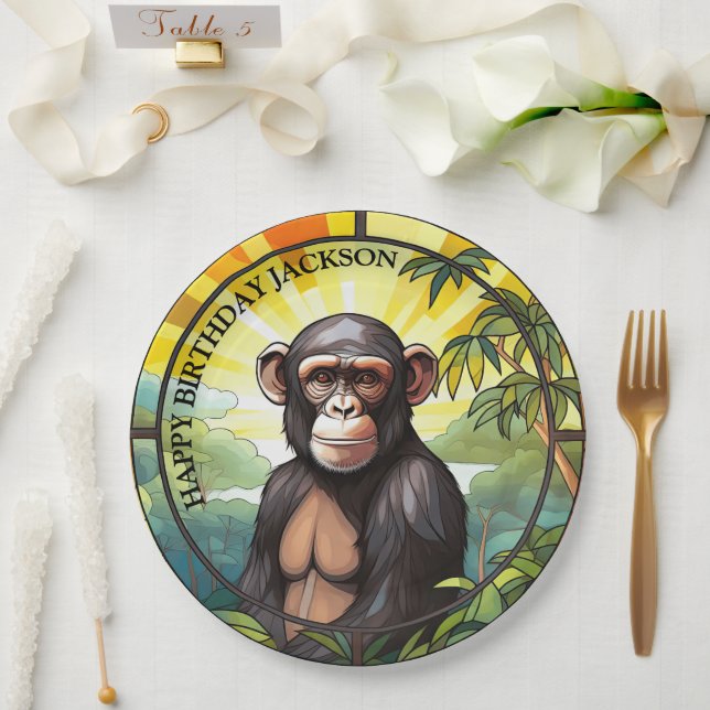 African Chimpanzee Birthday Paper Plates (Wedding)