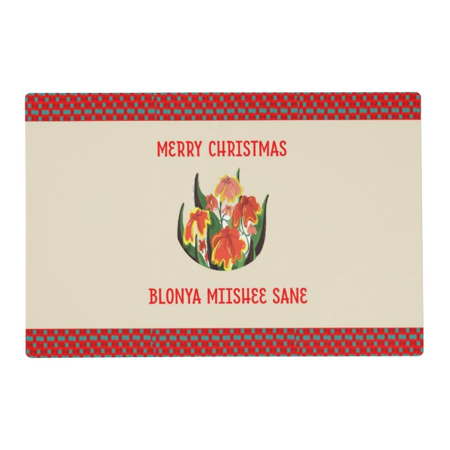 African Christmas Flower Laminated Placemat (Front)