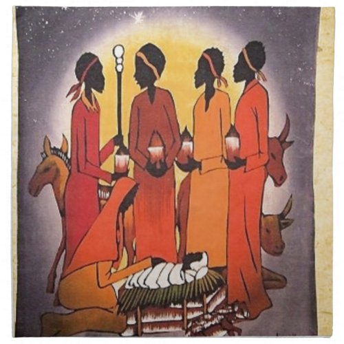African Christmas Nativity Scene Cloth Napkin