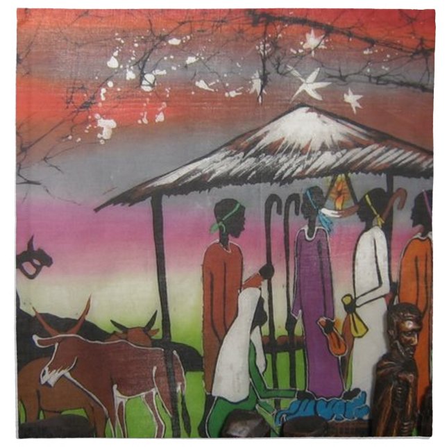 African Christmas Nativity Scene Cloth Napkin (Front)