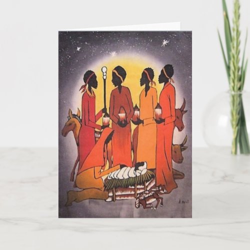 African Christmas Nativity Scene Holiday Card