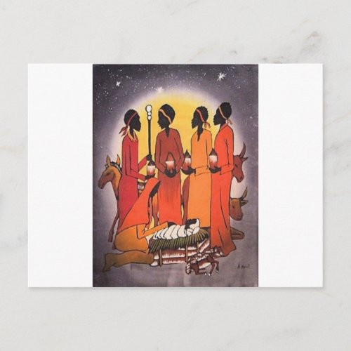 African Christmas Nativity Scene Holiday Postcard