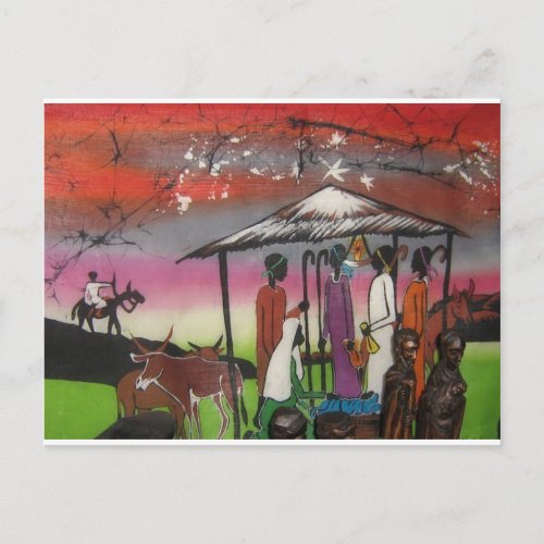 African Christmas Nativity Scene Holiday Postcard