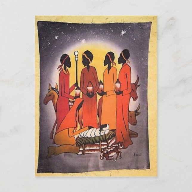 African Christmas Nativity Scene Holiday Postcard (Front)