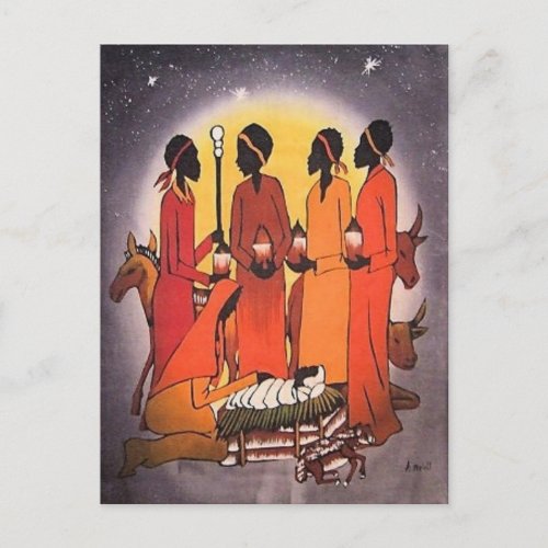 African Christmas Nativity Scene Holiday Postcard