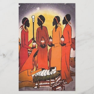 African Christmas Nativity Scene Stationery