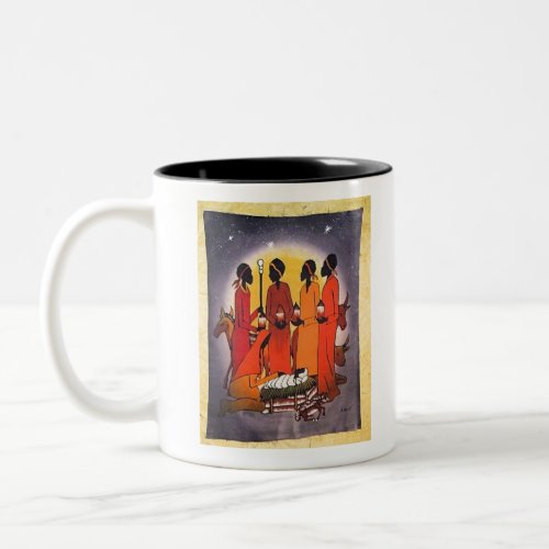 African Christmas Nativity Scene Two_Tone Coffee Mug