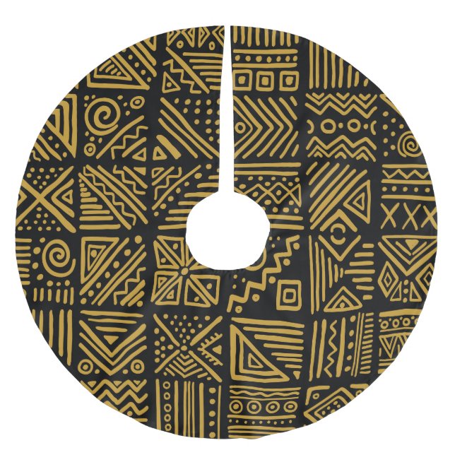 African clash: ethnic tribal seamless. brushed polyester tree skirt (Front)