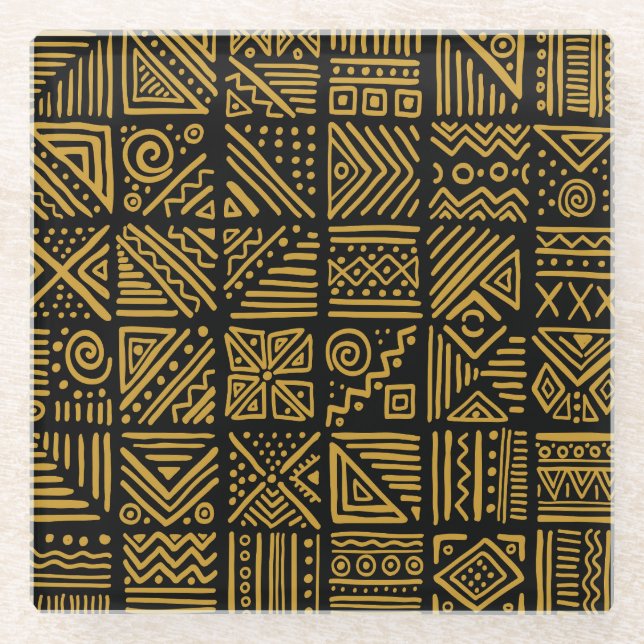 African clash: ethnic tribal seamless. glass coaster (Front)