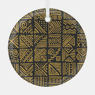 African clash: ethnic tribal seamless. glass ornament