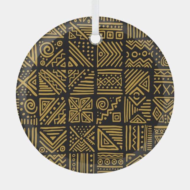 African clash: ethnic tribal seamless. glass ornament (Front)