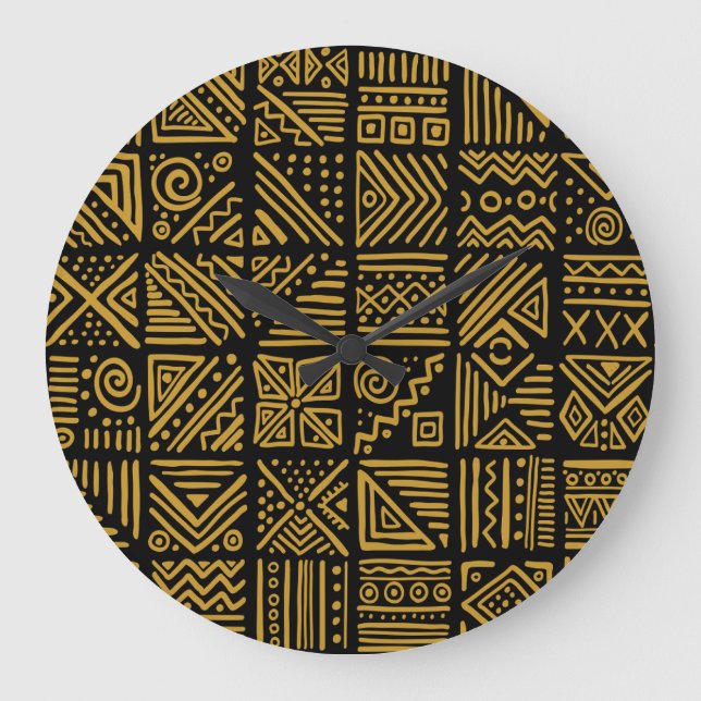 African clash: ethnic tribal seamless. large clock (Front)