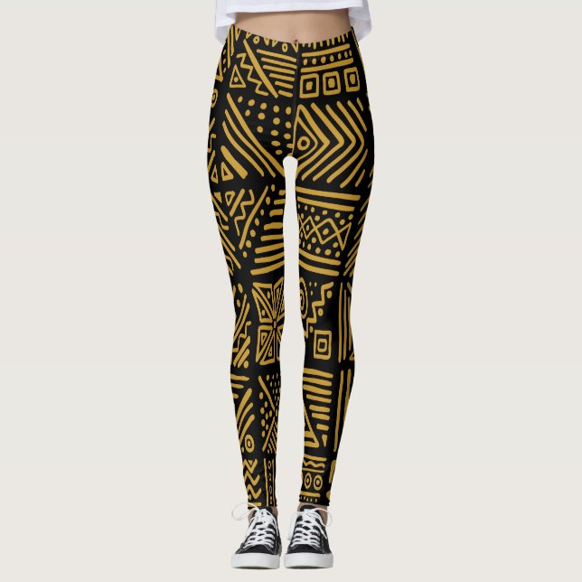 African clash: ethnic tribal seamless. leggings (Front)