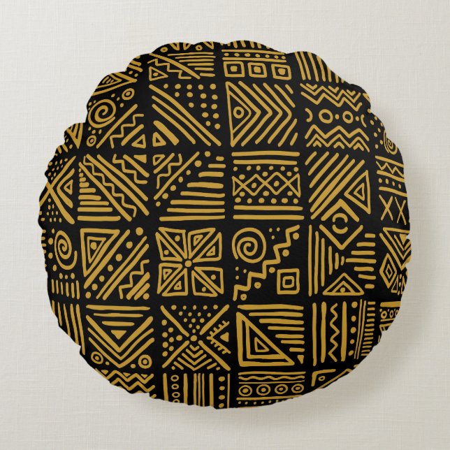 African clash: ethnic tribal seamless. round pillow (Front)