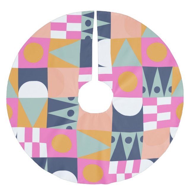 African color block, geometric pattern. brushed polyester tree skirt (Front)