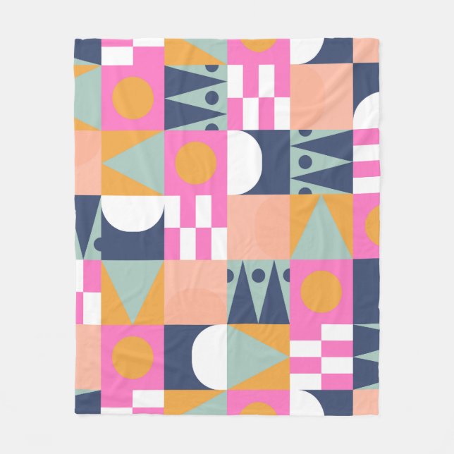 African color block, geometric pattern. fleece blanket (Front)