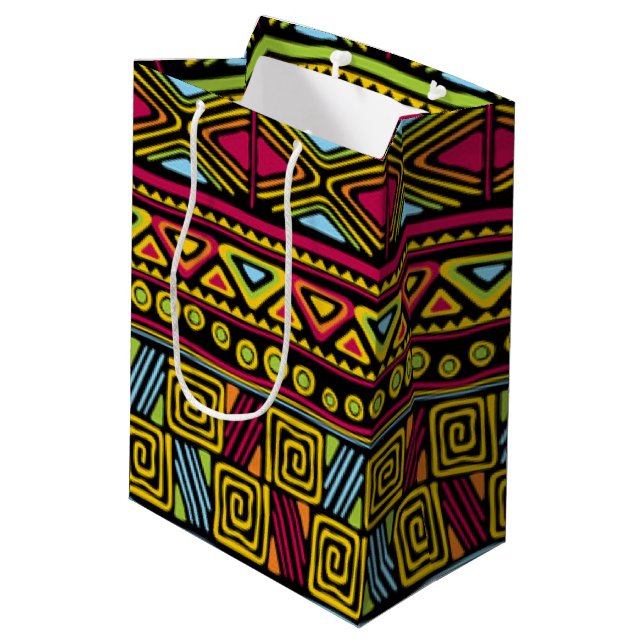 African Colorful Pattern Print Design Medium Gift Bag (Back Angled)