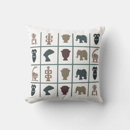 african colorful symbols pattern throw pillow