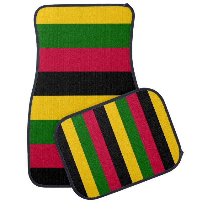 African Colors Stripes Pattern Design  Car Floor Mat (Set)