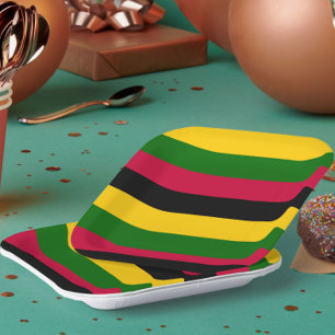 African Colors Stripes Pattern Design Paper Plates